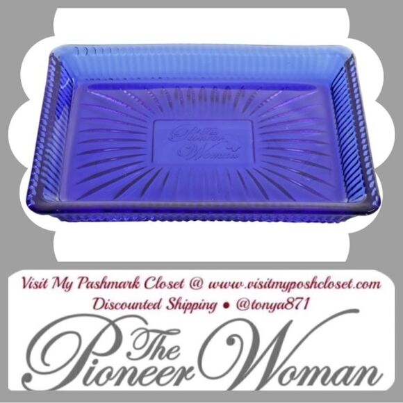 🦋 EUC Pioneer Woman Stunning Cobalt Blue Soap Dish / Trinket Tray, Rare - Picture 3 of 8